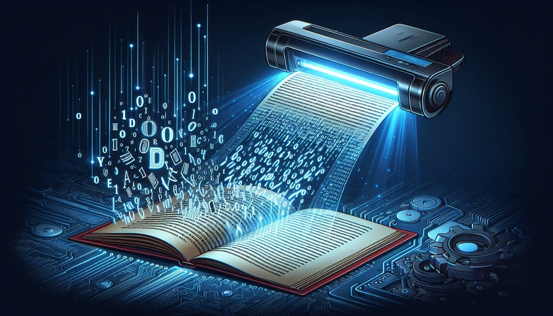 Illustration of OCR technology converting scanned text